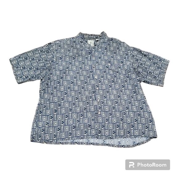 Roundtree & Yorke Vtg Casual Button Up Shirt Short Sleeve Retro 90s Men Size XL - Picture 1 of 7